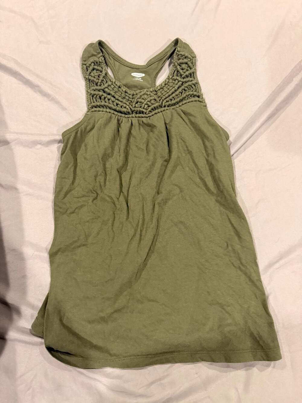 Old Navy Macrame Tank Top Size girls L (10-12) Olive Green